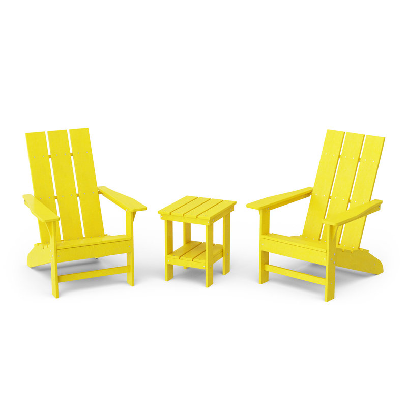 Avilez 3-Piece Modern Adirondack Set With Side Table, Lemon Yellow
