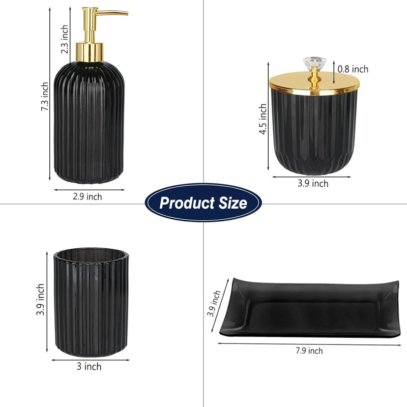 Accessoire de salle de bain Cothren, Verre noir