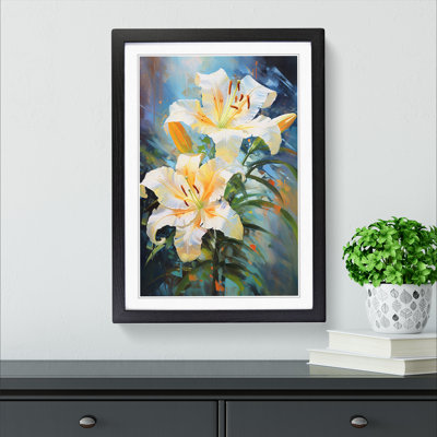 Lily Flower Impressionism - Single Picture Frame Print on Wood