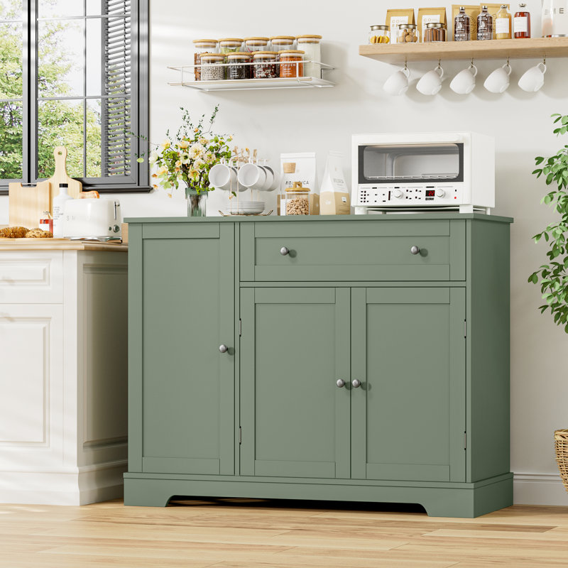 Angelyne Manufactured Wood Server with 2 Cabinets, Green