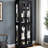 Elegant Glass Display, Lighting, Movable Partition, Square Top, Six - Tier Design, Treasures Black Storage, Hinge, Lighting System, Wine,