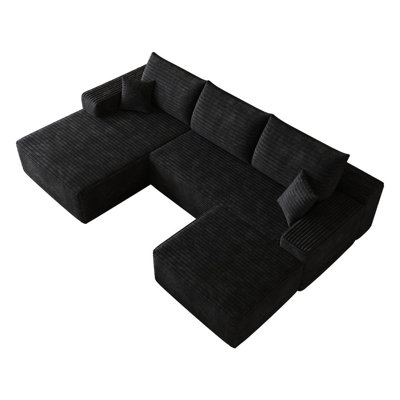 Cloud Sectional Sofa with 1 Ottoman (Black)