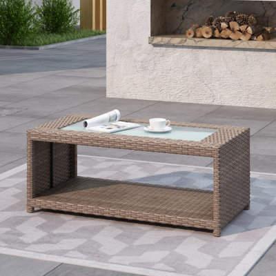 Amberson Rectangular Glass Outdoor Coffee Table , 43.3 " W 21.6 " D