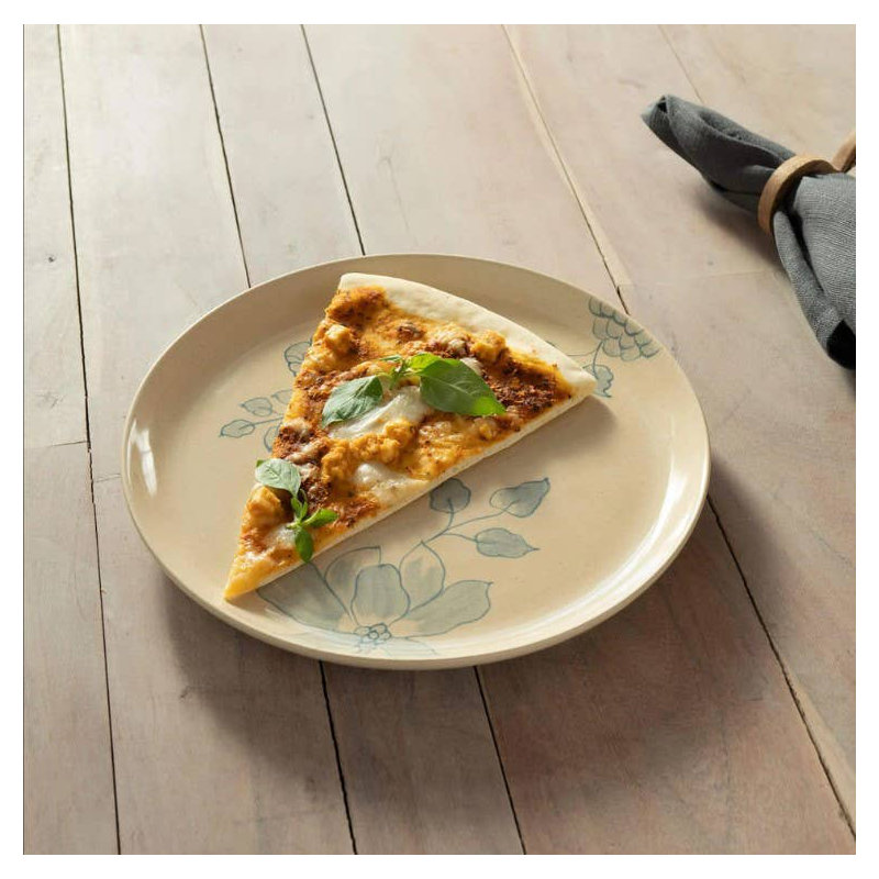 Assiette plate | Plaque ronde en céramique coquille d'œuf - 9,8 po