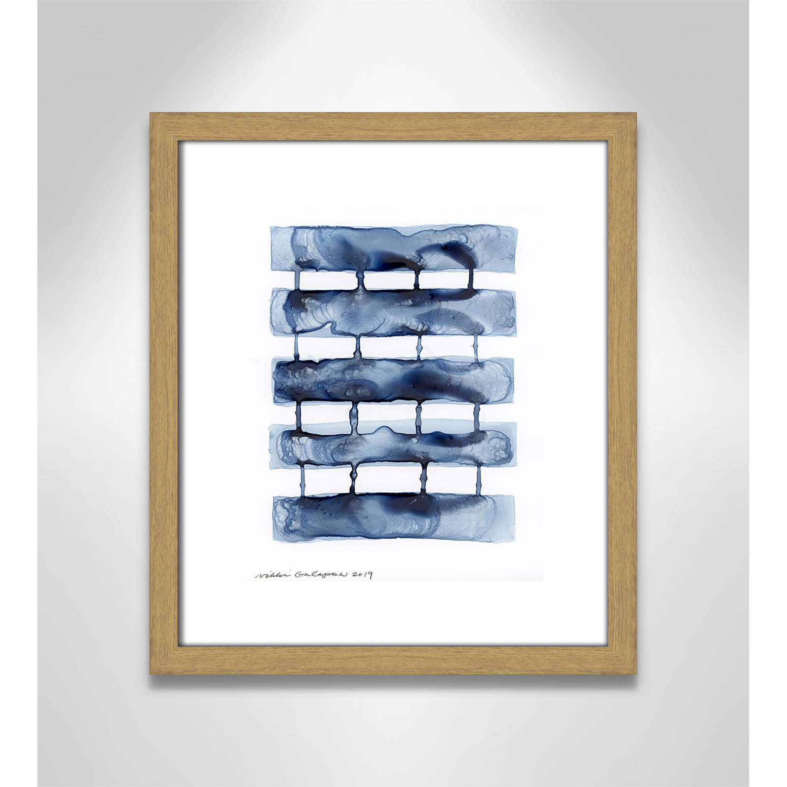 15" H x 13" W x 0.75" D, Beige Wood Framed Paper