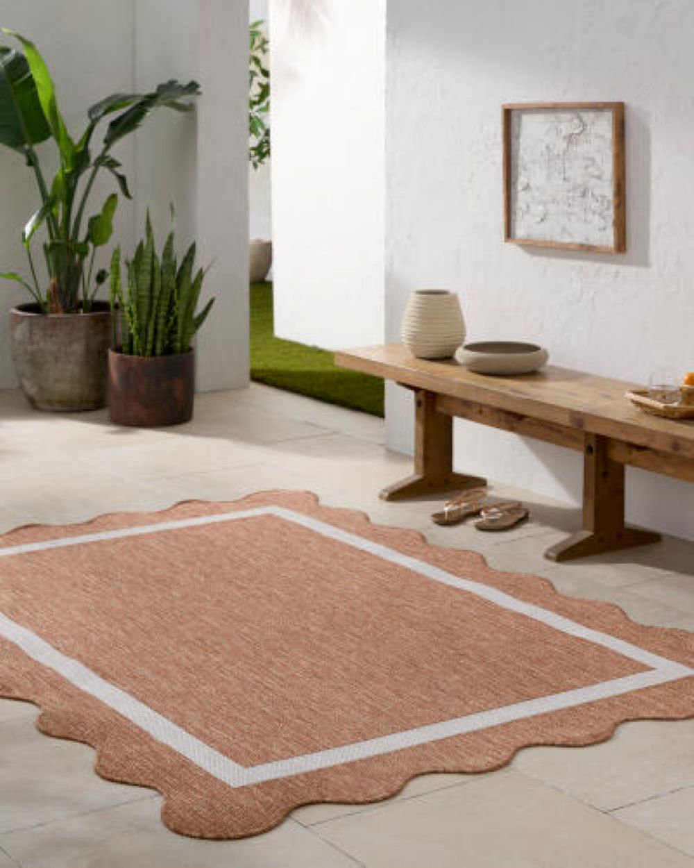 Skiles Geometric Outdoor Rug, Rectangle 6'6.7" x 9'0.3"