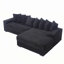 Très grand canapé en L deux pièces en tissu de velours côtelé, méridienne droite, huit coussins décoratifs et noir facile à assembler-651233298