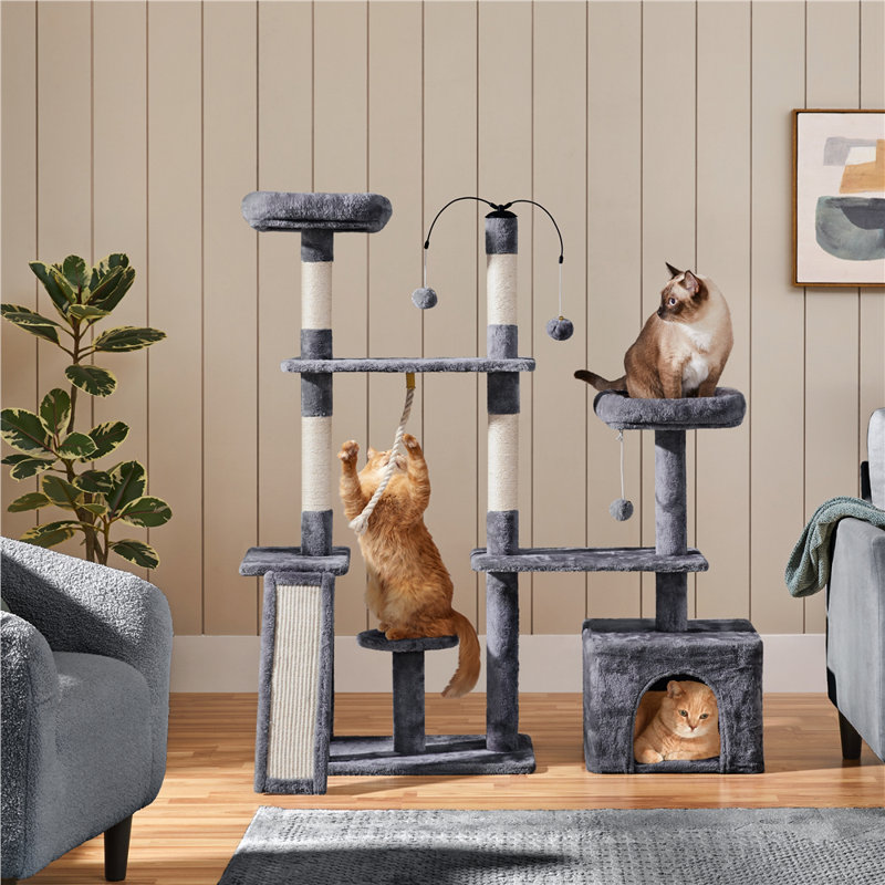 136cm H Cat Tree, Dark Grey