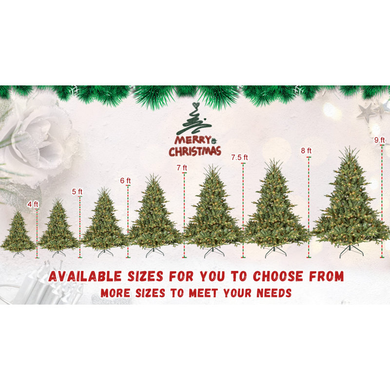 Arbre de Noël réaliste avec grands espaces lumineux pré-éclairés PE / PVC