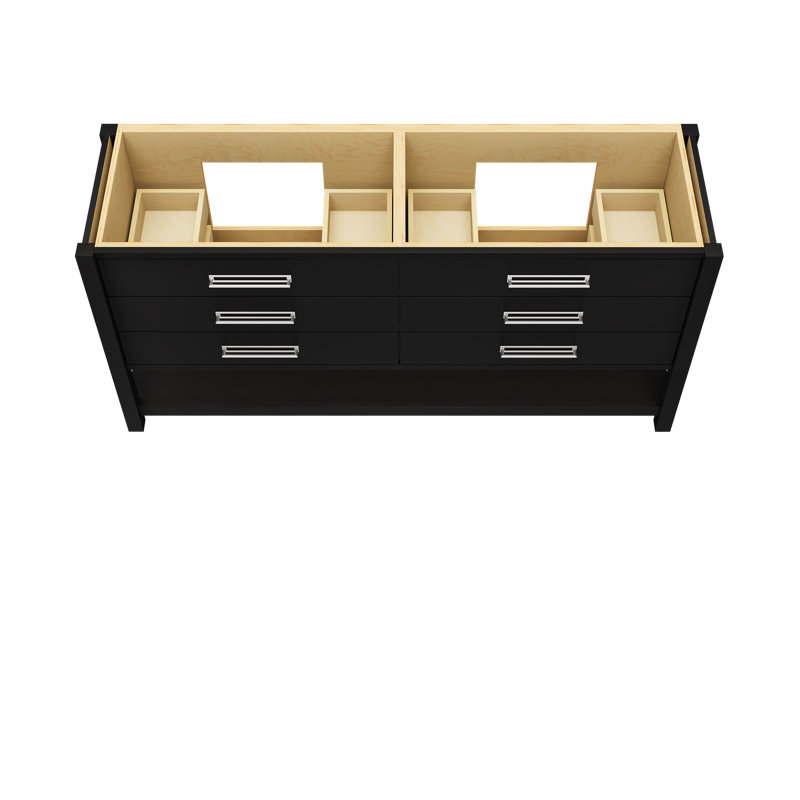Kiawah Double Drawer Bath Vanity, Noir, Polished Chrome, 72"