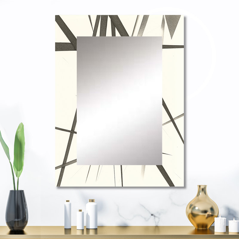 Minimalist Black and White IV - Abstract Shapes Decorative Mirror, Modern Large Wall Mirror, Printed Metal Art, 32" x 24"