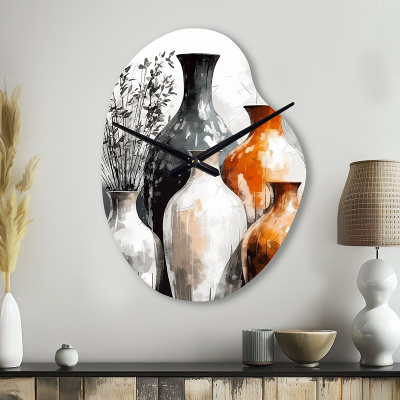 Horloge murale en métal brun et gris, Grand