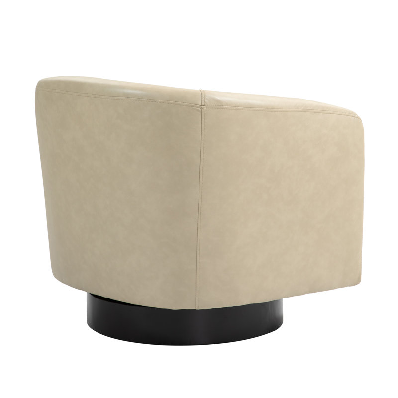 Bennett 79Cm Wide Swivel Barrel Chair, Cream Faux Leather