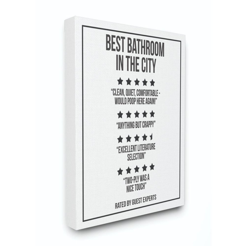 «Five Star Bathroom» par Daphne Polselli - impression d'art textuel cadre flottant, Toile tendue