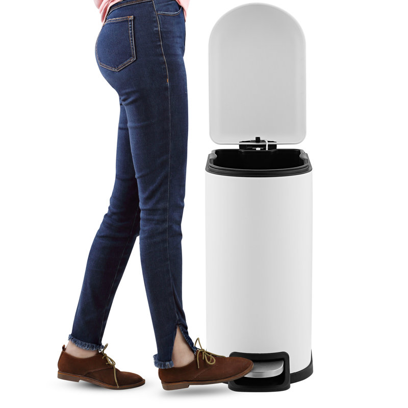 Poubelle à pédale en acier Roland, Blanc, 10,6 gallons