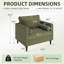 Fauteuil en velours capitonné avec accoudoirs capitonnés et 2 coussins décoratifs