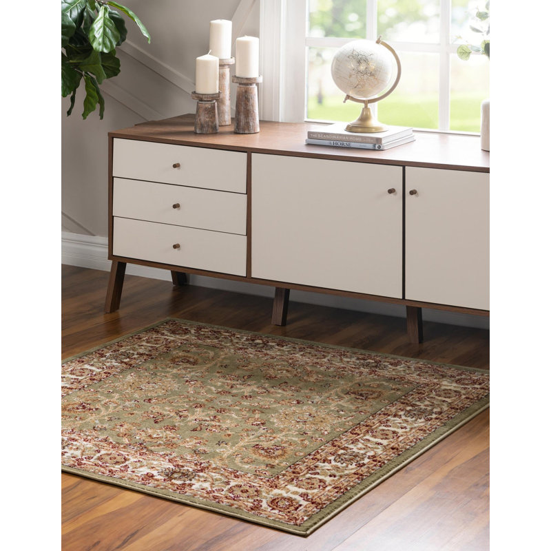 Tapis oriental vert clair Niles, Carré 4 pi 1 po