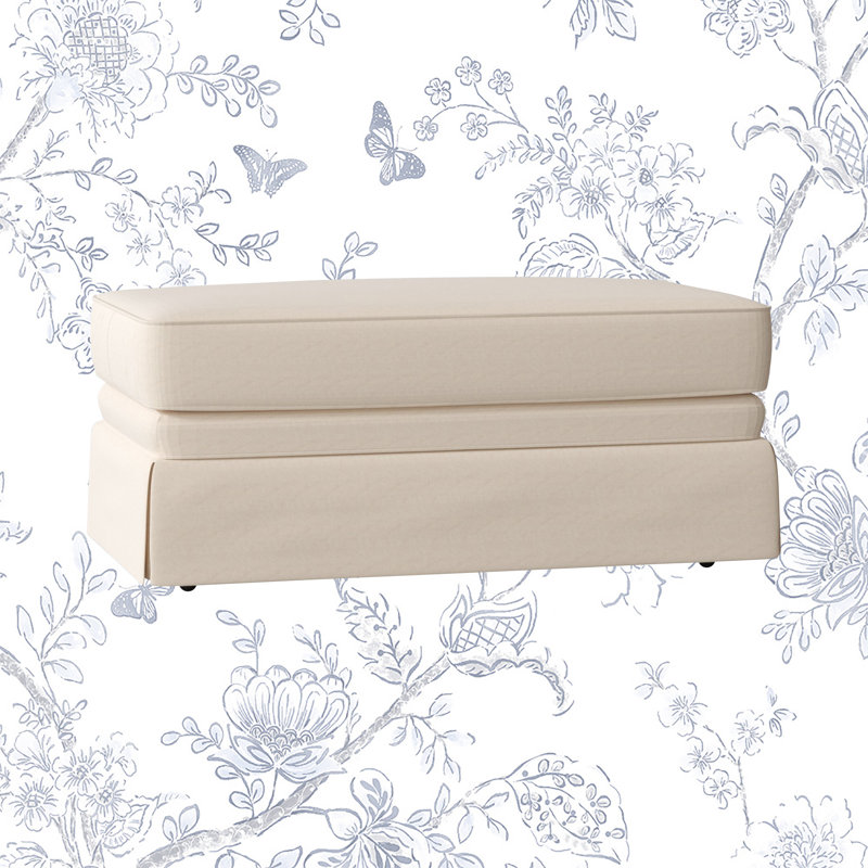 Atterbury Upholstered Ottoman, Bayou Natural Washable Canvas