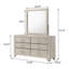 Commode de chambre à 6 tiroirs avec miroir rustique crème