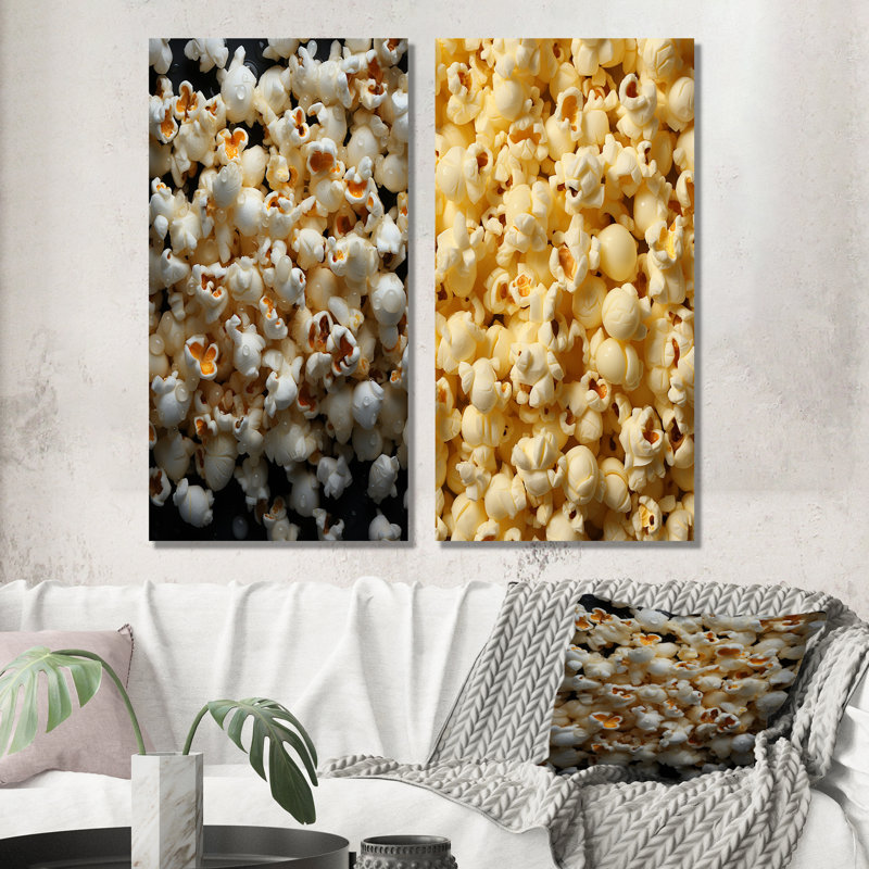 Silver Screen Popcorn Elegance I - ensemble de 2 décorations murales en métal Popcorn, H 32 po x l 32 po