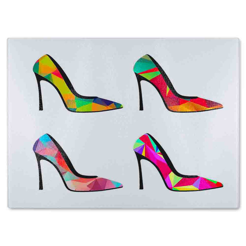 Geometric High Heels Glass Chopping Board