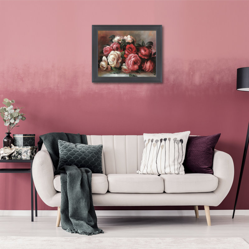 « discarded roses » par pierre-auguste renoir-peinture sur toile, encadrée, H 20 po x l 24 po x P 2 po, Toile encadrée noire