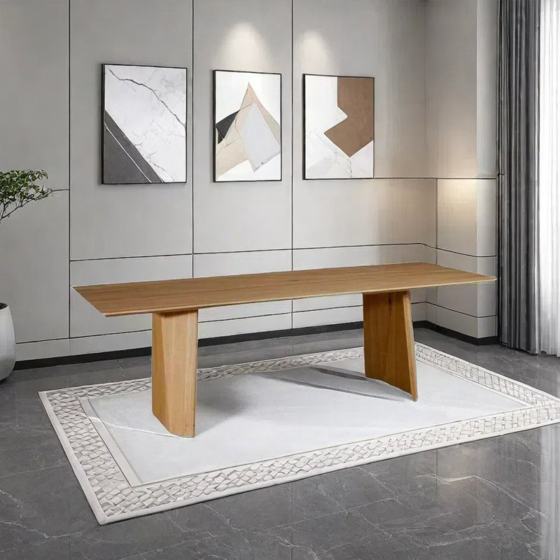 All solid wood rectangular dining table, Brown, 29.52"H x 78.74"L x 35.43"W