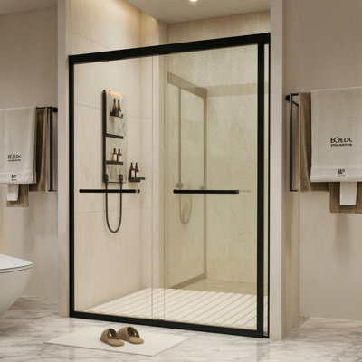 56 à 60 po X P 72 po H Double porte de douche coulissante avec cadre en verre trempé épuré