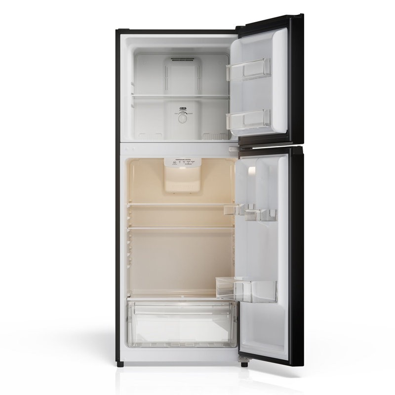 TCL 10.1 Cu. Ft. Double Door Refrigerator Black with Freezer, Black