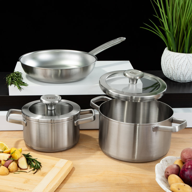 BergHOFF Graphite 5Pc Recycled 18/10 Stainless Steel Cookware Set