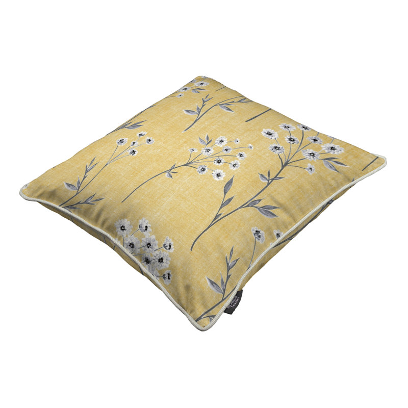 Fritsch Meadow Indoor / Outdoor Floral Square Throw Pillow Cover, 43cm x 43cm, Yellow