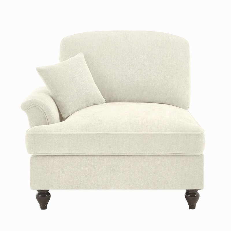 Canapé en chenille LSF avec 1 coussin, Orienté à gauche (vu de face), Blanc
