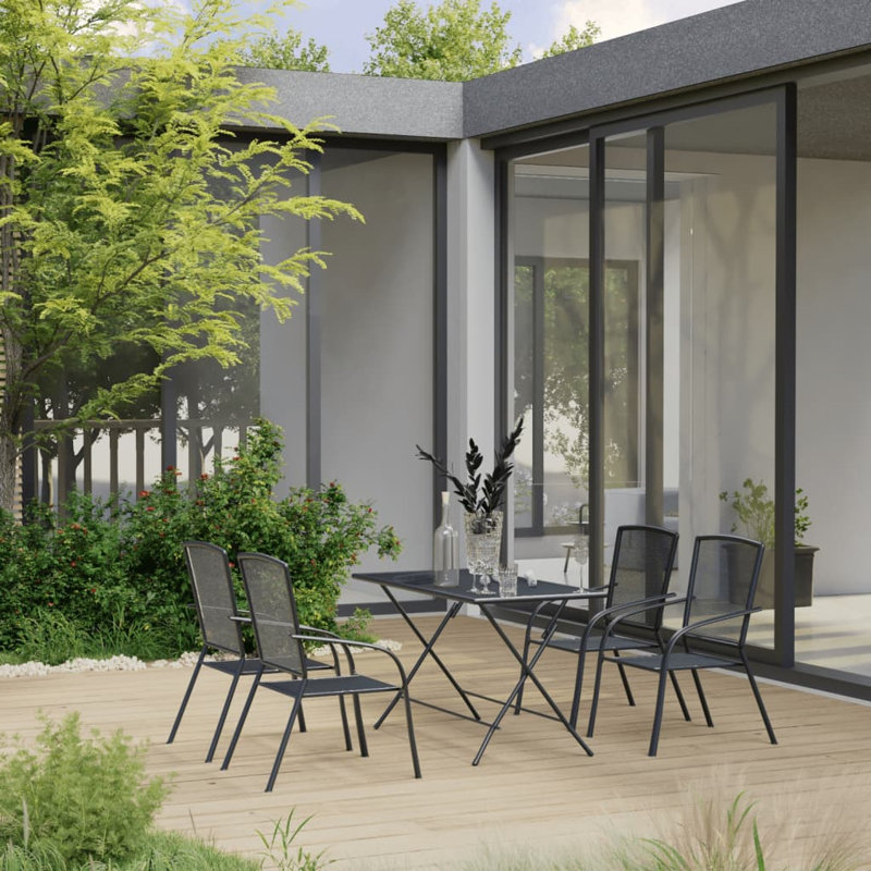 Table de salle à manger et chaise de patio en acier anthracite