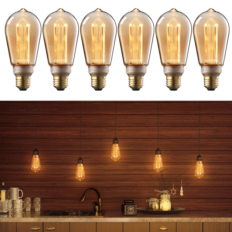 ST64 Light Bulb Dimmable, LED Vintage Edison Bulb, E26 Base, 2000K Amber Light