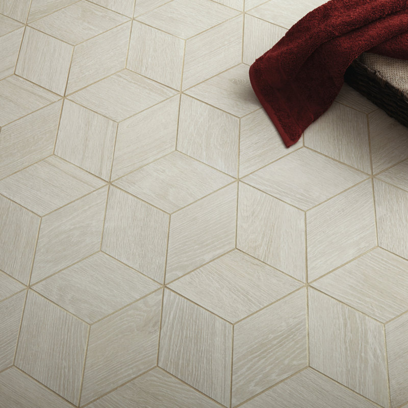 Carrelage mosaïque 3D en bois Daltile Emerson (10 pièces par carton), Blanc cendré