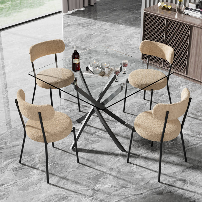 Ensemble de salle à manger en verre, 5, Blanc