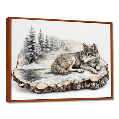 Loup en hiver, paysage de lac I - loup, art mural pour le salon