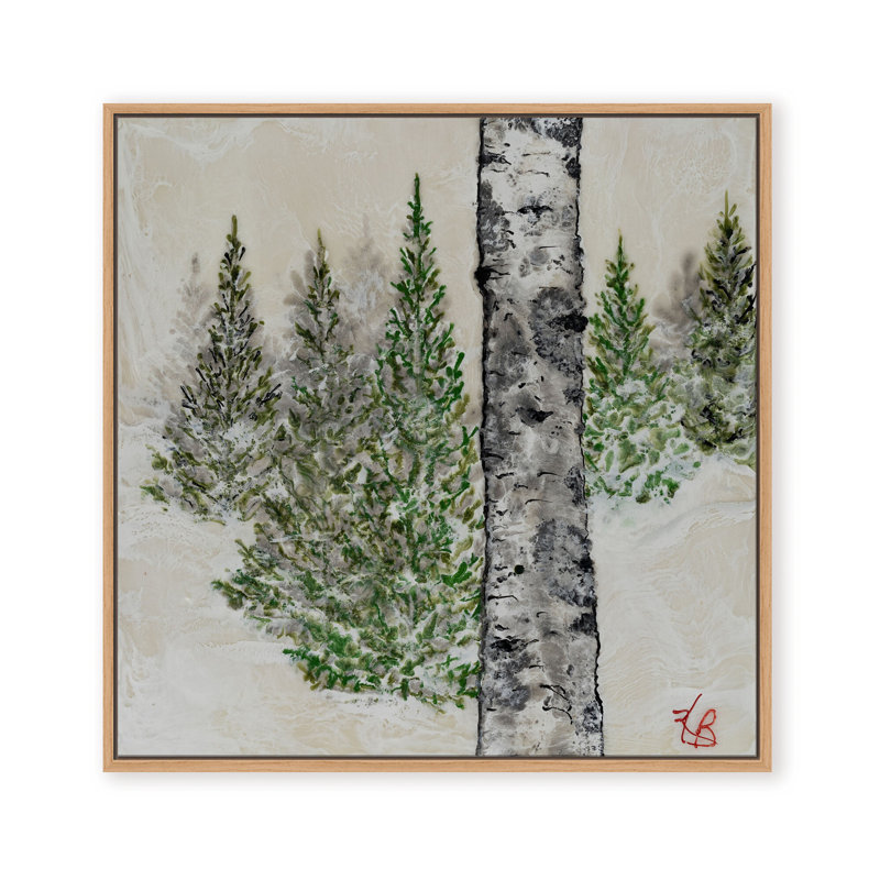 Nature Inspired "Wintered Pines" Canvas Wall Art By , 30" H x 30" W, Framed Print, Brown