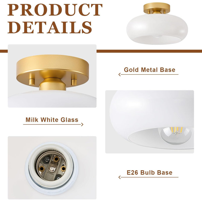 Golden Semi-Flat Ceiling Light