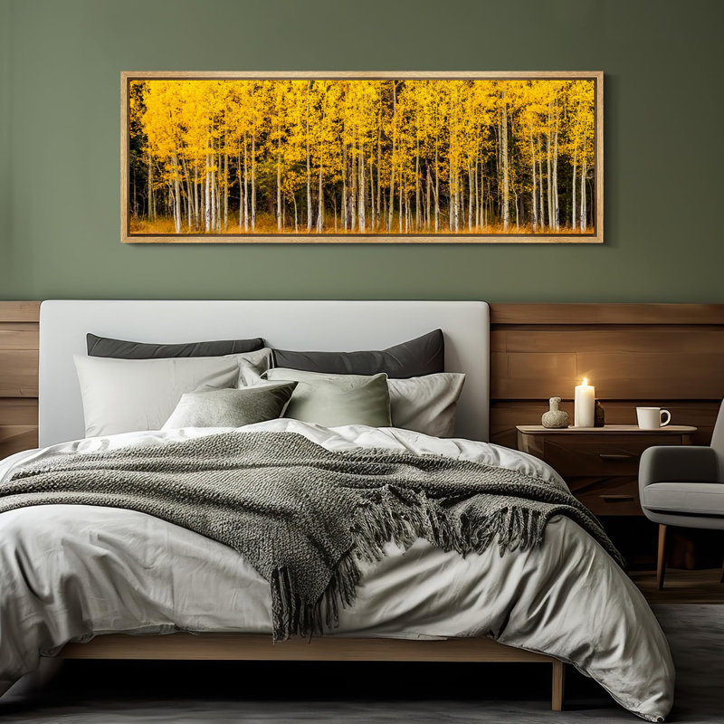 Autumn Fall Aspens Lush Golden Yellow Aspen Tree Forest, reproduction d'art sur toile, H 20 po x l 60 po, Naturel