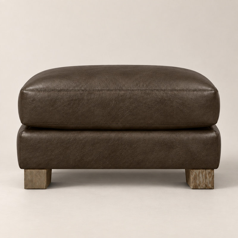 Galaxy Timeless 100% Top Grain Leather Ottoman, Made to Order, Napa Fudge