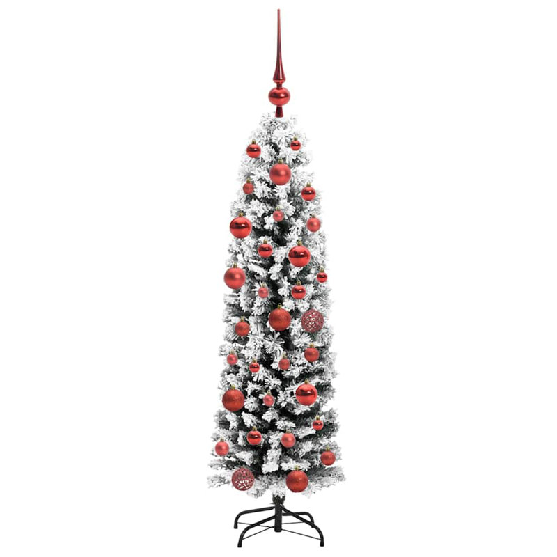 Artificial Christmas Tree with 150 LEDs with Stand, Red, 4.92' H