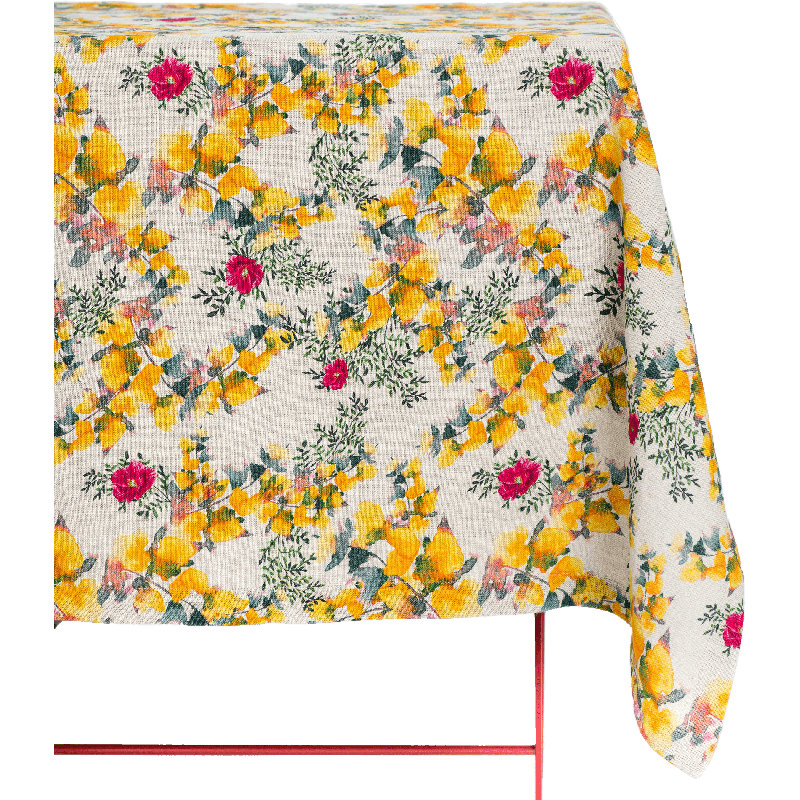 Organic Linen Tablecloth in Saint Valentine, 59" x 110" Rectangle