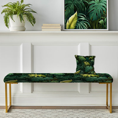 Motif tropical de la jungle - Banc rembourré doré