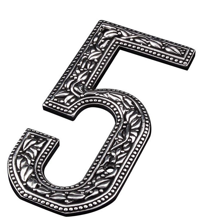 5 po. Numéro de maison San Michele, Bronze frotté à l'huile, 5