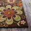 Tapis en laine brun touffeté à la main à motif floral orange et vert Ailey-197401922