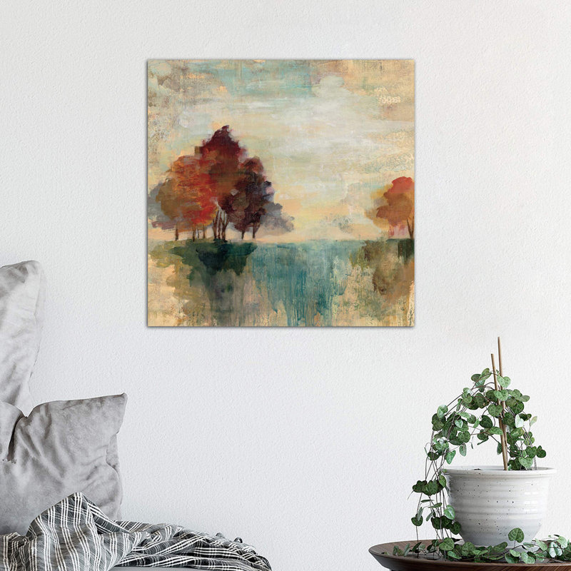 Landscape Monotype II by Silvia Vassileva - Wrapped Canvas Painting, 45.72 cm H x 45.72 cm W x 1.91 cm D
