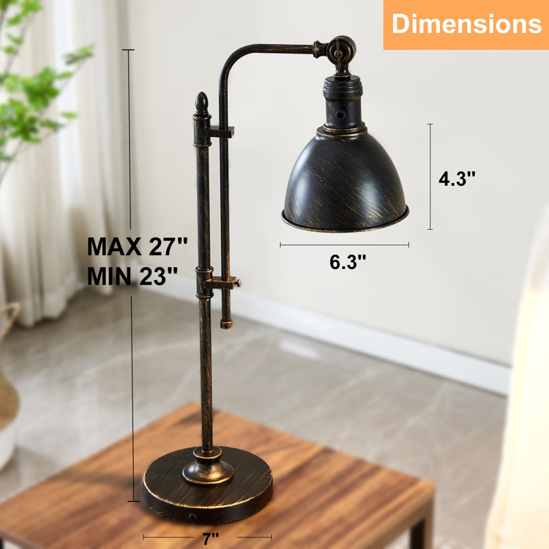 Burak Industrial Adjustable Dimmable Bedside Office Desk Metal Table Lamp