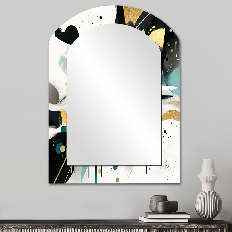 Teal Gold Cubist Kaleidoscope III - Cubism, miroir asymétrique, 34 po x 25 po