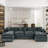 Modern Chenille Loveseat Sofa Couch With Ottoman-1360277065-1360277066